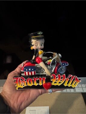 Betty Boop Red, Yellow & Black Born Wild Motorcycle Figurine